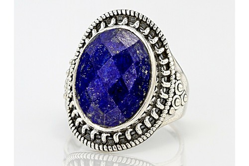 Anillo de plata de ley lapislázuli azul ovalado de 7,00 quilates - talla 5 - Imagen 2 de 5