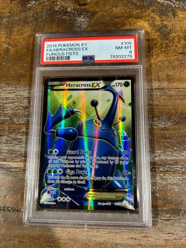 Pokemon 2014 Furious Fists XY Full Art HERACROSS EX #105 PSA 8 RARE