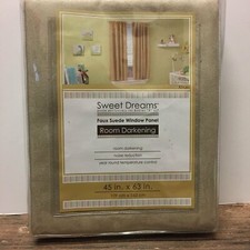 Sweet Dreams Faux Suede Khaki Window Panel Room Darkening Noise Reduce 45" x 63"