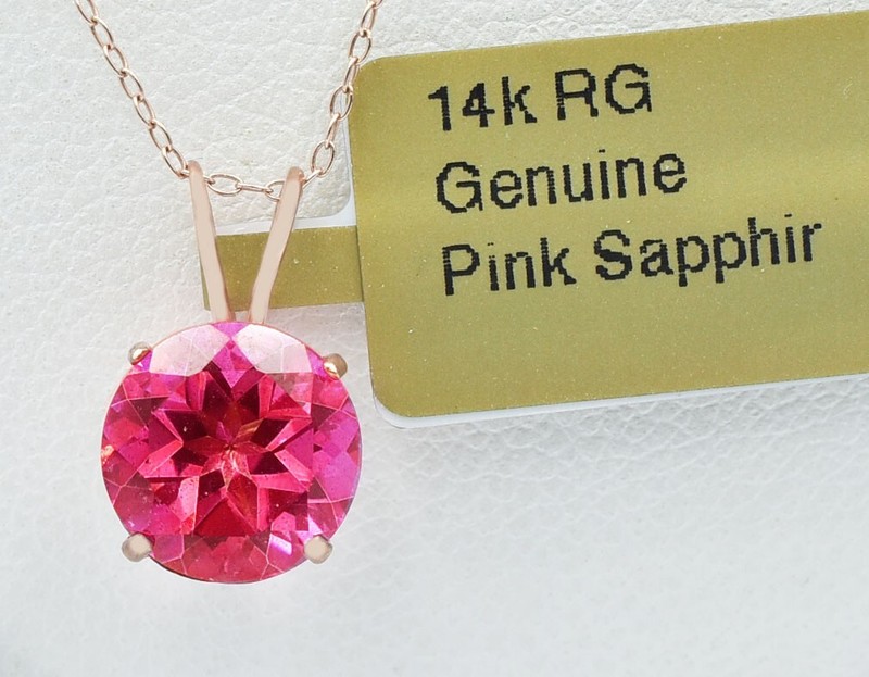 GENUINE 3.70 Cts PINK SAPPHIRE PENDANT 14K ROSE GOLD - Free Appraisal - NWT