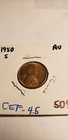 1950 S  LINCOLN WHEAT PENNY CENT COICE EXTREMELY FINE CONDITION ac