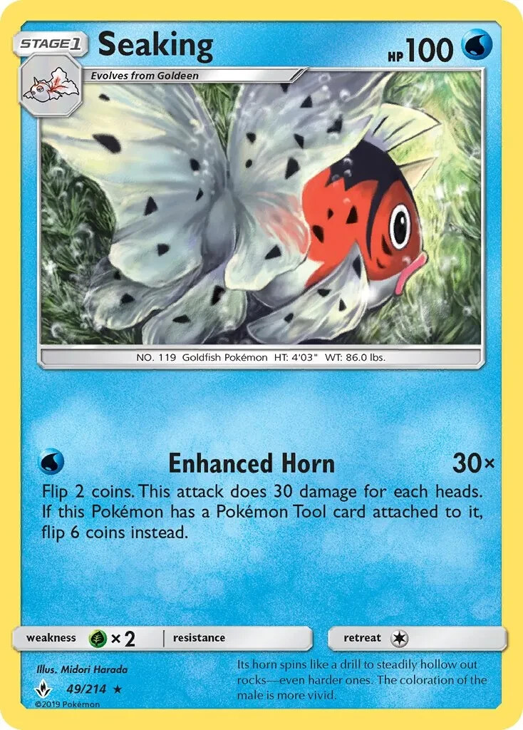 Seaking 49/214 Rare SM - Unbroken Bonds Pokemon TCG