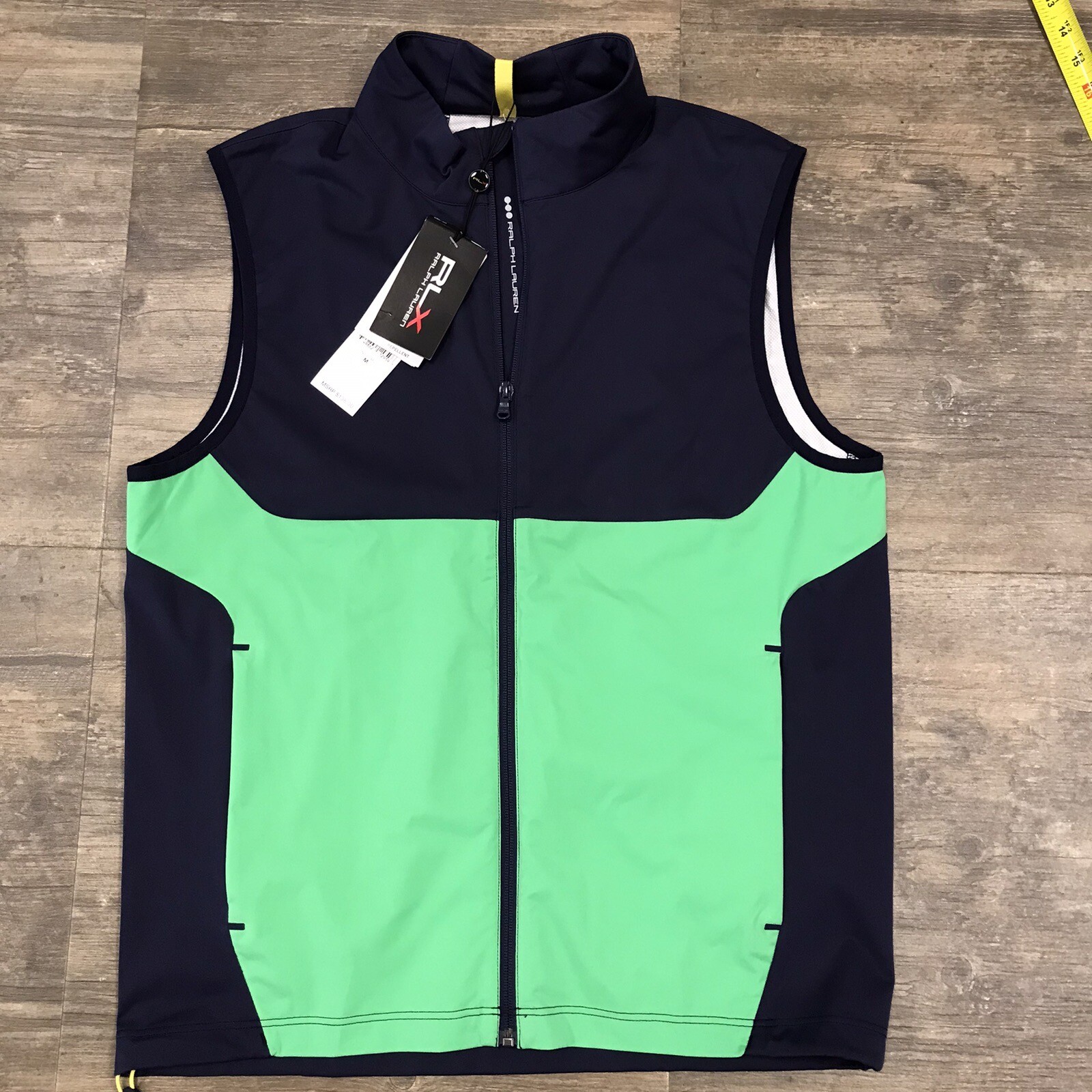 NWT Ralph Lauren RLX Golf Blue Green Zip Jacket Vest Sz Medium Torey Pines $138 thumbnail 2