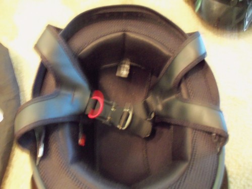 GMAX   MOTORCYLE HELMET 1/2 Helmet, Carbon Black  SIZE XS  QUICK RELEASE BUCKLE - Picture 2 of 3