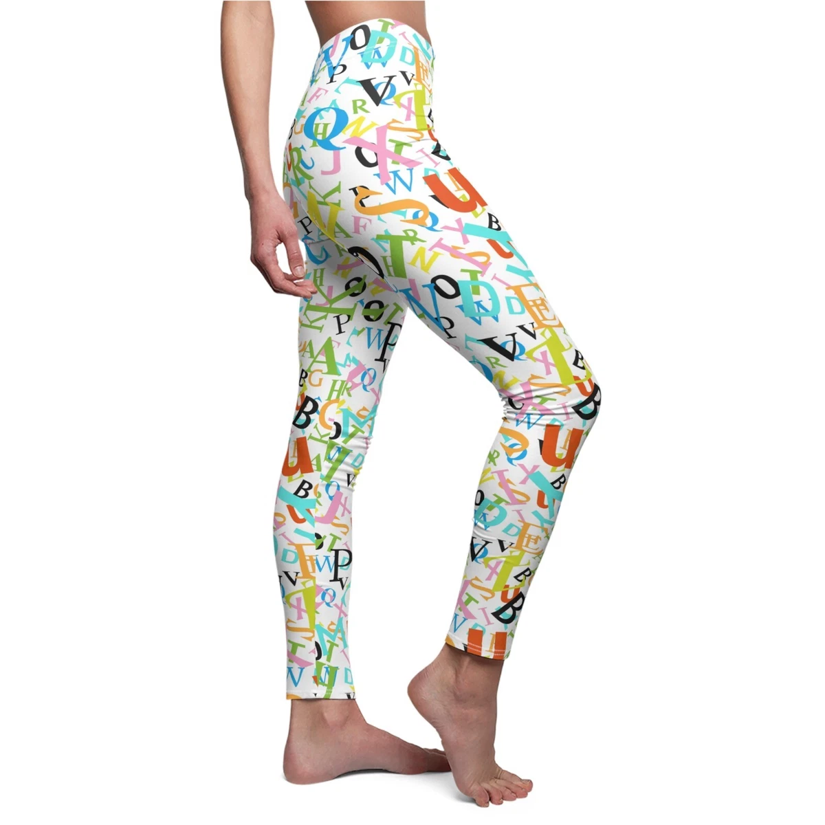 TEACHER ALPHABET Ladies Leggings Great Stretch High Waisted Long