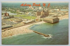 1950s Aerial View of Asbury Park Beach & Convention Hall New Jersey Postcard