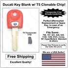 <!--F#f_0-->Ducati Aftermarket Double Sided Red Key Blank with T5 Transponder Chip Inside!<!--F/-->