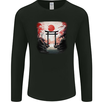 Japanese Tori Gate and Sunset Garden Herren Langarm T-Shirt