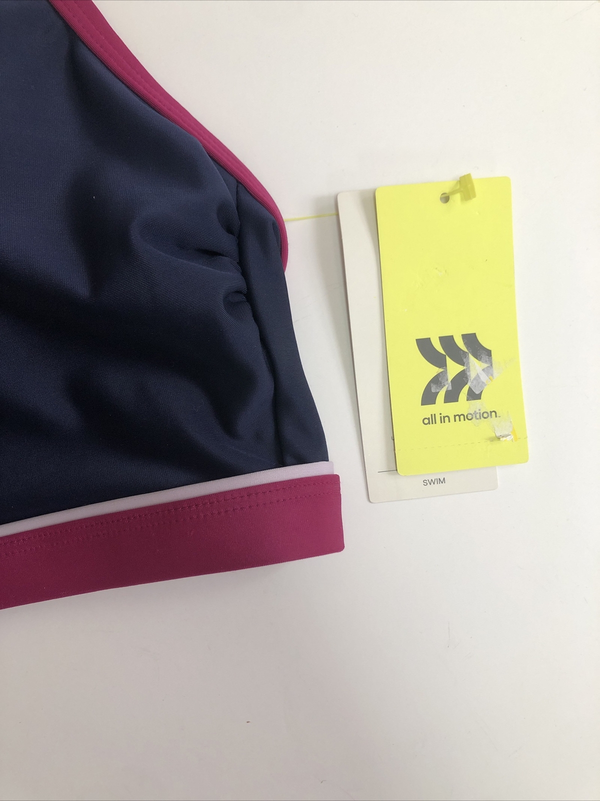 NWT All In Motion Women's Longline Square Neck Bikini Top. Medium Sold Out Navy image 3