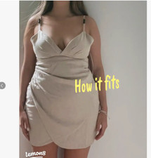 NEW ZARA BEIGE LINEN BLEND BEADED STRAPPY MINI DRESS WAIST 24" SIZE XS Y686