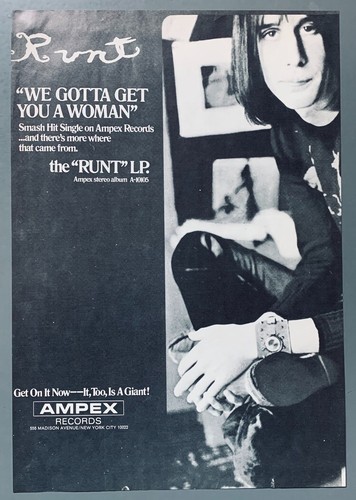 TODD RUNDGREN original 1970 POSTER ADVERT WE GOTTA GET YOU A WOMAN ...