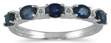1.04CT DIAMOND  AAA SAPPHIRE 14KT WHITE GOLD 3D OVAL  ROUND ANNIVERSARY RING