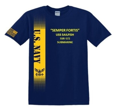 USS SAILFISH *SSR-572*SUBMARINE*VINYL&SILK SCREEN*NAVY LICENSED SHIRT