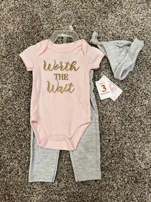 Baby Girl, 3 Piece Set, Size 3-6 Months,  Worth The Wait , New