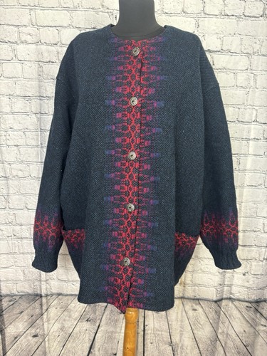 DEWEEVER'S WOVENS CAPPOTTO LANA CARDIGAN MAGLIONE HANDMAND NOVA SCOTIA TG XL - Foto 2 di 8