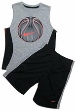 Nike Little Boys' 2-Piece Basketball Muscle Tee  Shorts Set, Cool Grey, Size 4