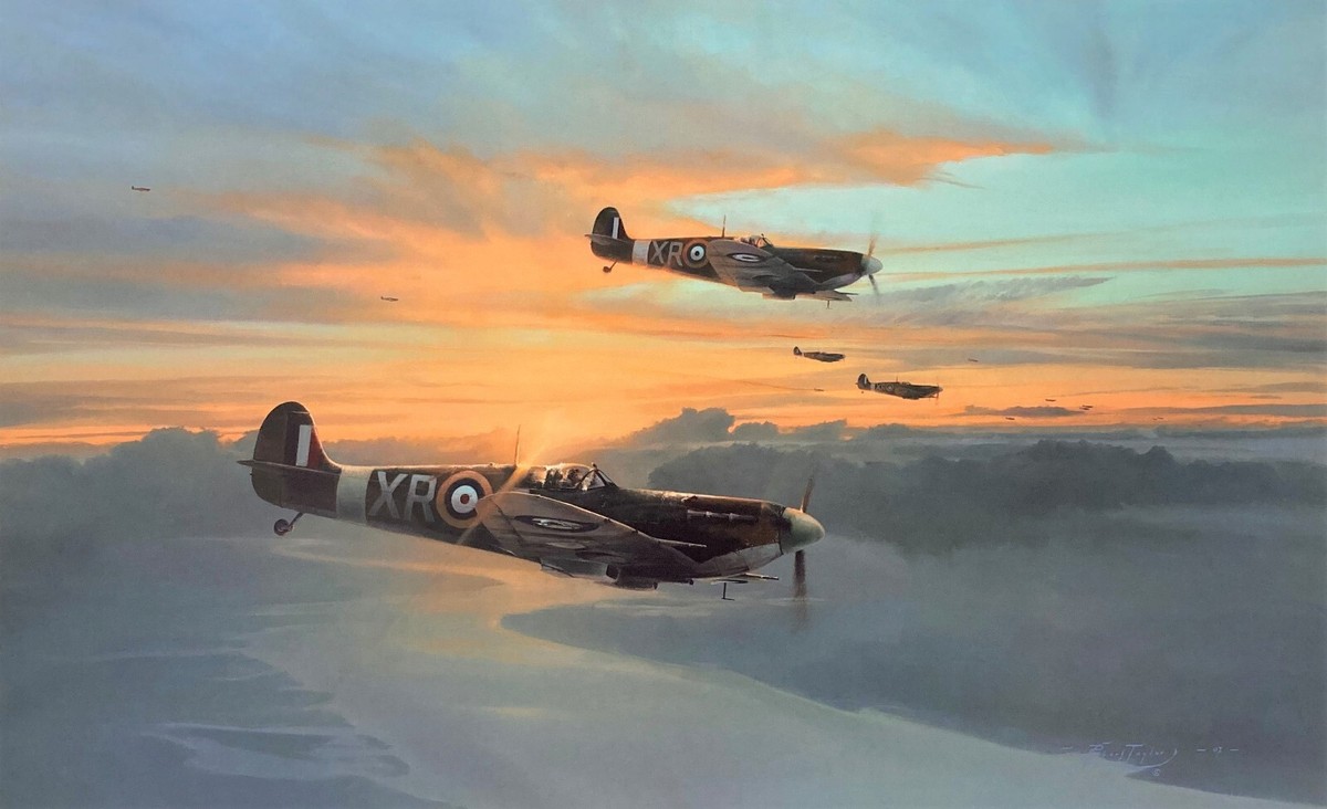 Eagle Force by Robert Taylor Aviation art signed by 3 WWII Eagle