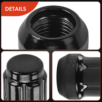 16 Pack M12x1.25mm Black Tapered Wheel Lug Nut w/ Key for Yamaha