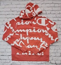 Champion All Over Print AOP Reverse Weave Hoodie Salmon Pink Size Large