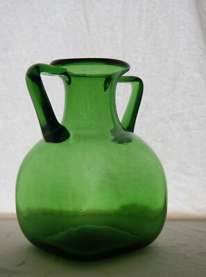 Vetro verde di Empoli glass vase grün BIG, 28cm, 1950, handmade in italy