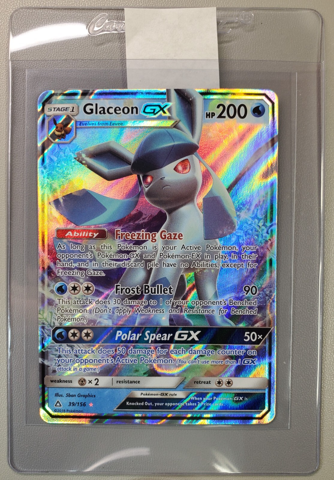 Pokemon Ultra Prism Glaceon GX Ultra Rare Card 39/156, NM