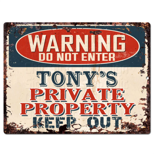 PPWP0103 WARNING TONY'S Private Property Chic Sign man cave decor Gift - Afbeelding 1 van 1