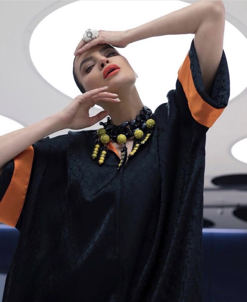 Iris Apfel X H&M HM Jacquard-Weave Long Kaftan Dress Black Runs Big | eBay