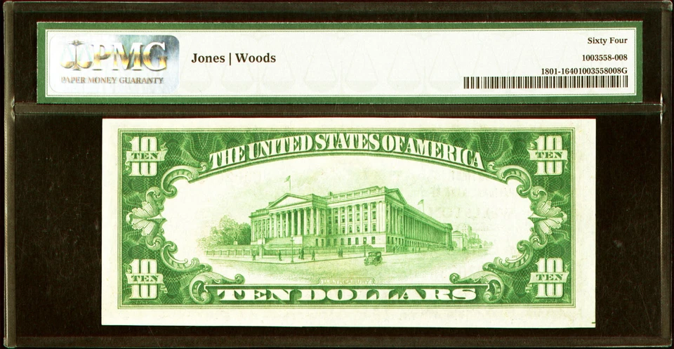 PMG 64 1929 First National Bank Wellston, Missouri $10 Type 1 Ch. # 8011 - Image 3 of 3