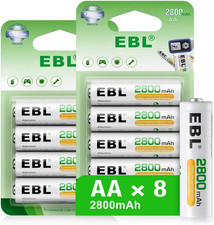 AA Rechargeable Batteries (Retail Package), 1.2V 2800Mah AA Battery, 8 Counts 16.52 per battery