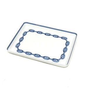 HERMES Chain D'ancre Blue Ashtray Authentic Plate Porcelain Interior Used Paris