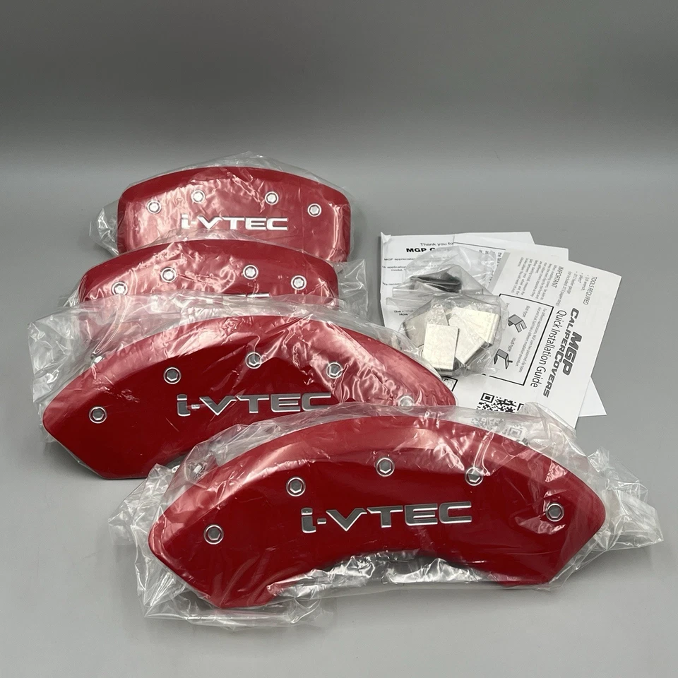 Cubiertas de pinza de freno MGP 2007-2011 Honda CR-V rojas con plata i-VTEC- 20001SIVTRD Foto 3 de 4