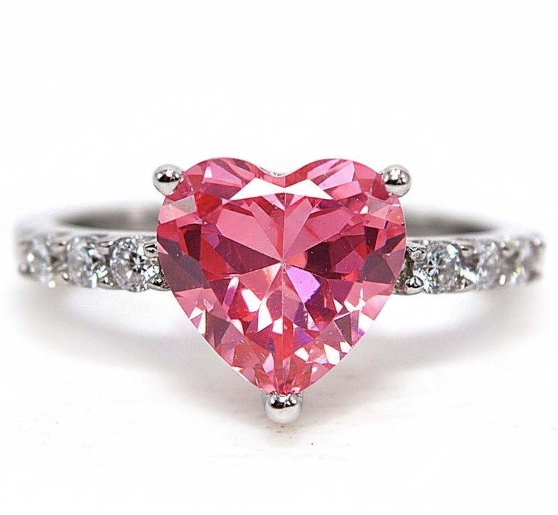 Heart 3CT Heat Treated Pink Topaz 925 Solid Sterling Silver Ring Sz 7 NF1-7