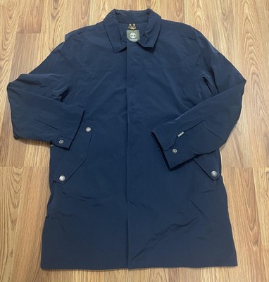 Timberland Jacket Mens Large Navy Blue Waterproof Rain Car Coat Parka 6T28J