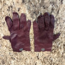 Etienne Aigner Maroon Oxblood Red Vintage Leather Driving Gloves Size 7 ITALY