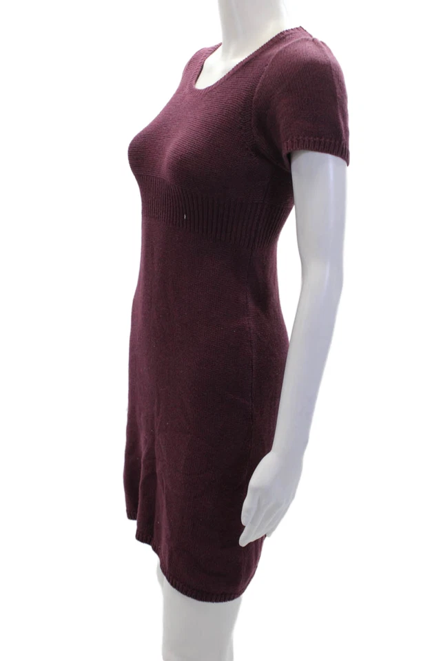 Bonpoint Girls Wool Knit Blend Round Neck Short Sleeve Dress Purple Size XS - Image 2 of 4