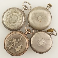 4x Silver Pocket Watch no fusee duplex gold pl wrist repeater chronograph scrap