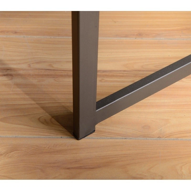 Dark Wood Hexagon Side Table Metal Base Accent Table Space Saving Indoor New - Image 3 of 4