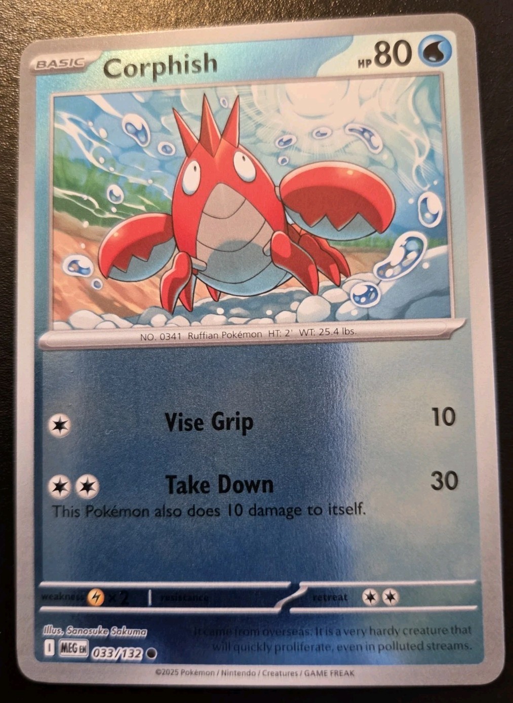 Corphish 033/132 Reverse Holo Common Mega Evolution Pokemon TCG