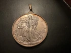2011 Silver  Eagle Coin w/Pendant 1 oz .999 Fine Silver Walking Liberty Bezel