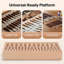98 Hole Leather DIY Craft Wood Tool Rack Wooden Stand Holder Organizer USA STOCK
