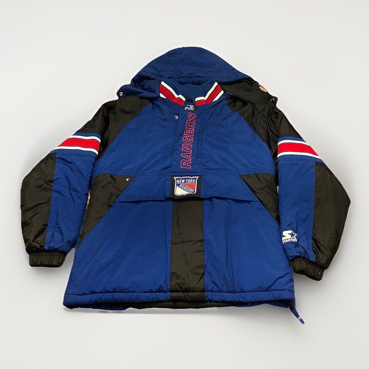 Vintage New York Rangers Starter Jacket NHL Puffer 1/4 Zip Pull Over Men’s Small