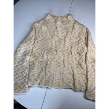 DKNY Cream Cable Knit Turtleneck Sweater Wool
