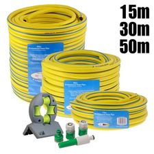 Garden Hose Pipe Outdoor Reinforced Hosepipe Anti Kink 15m-50m Connectors Guide