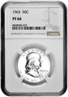 1963 50C Proof Silver Franklin Half Dollar NGC Graded PF 66 White Coin