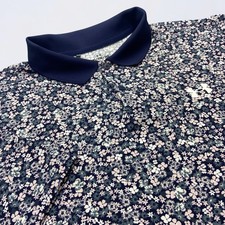 Under Armour Polo Shirt Men's 2XL Blue Pink Floral Performance Stretch Golf