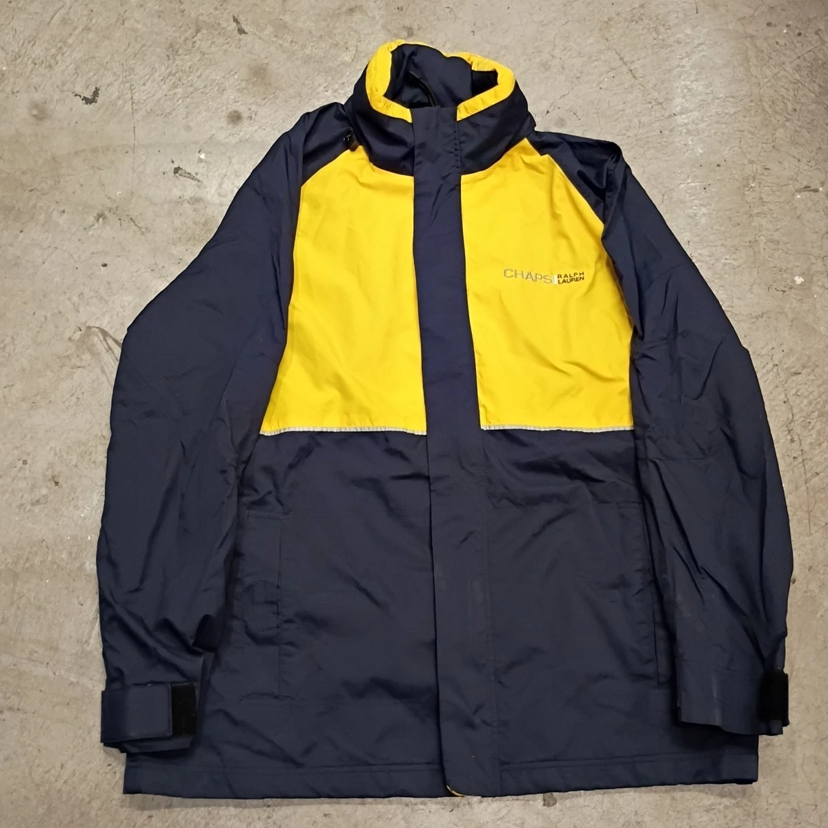 👾CHAPS Ralph Lauren Zip Up/Button Up Yellow Nylon Jacket Men's Size Large