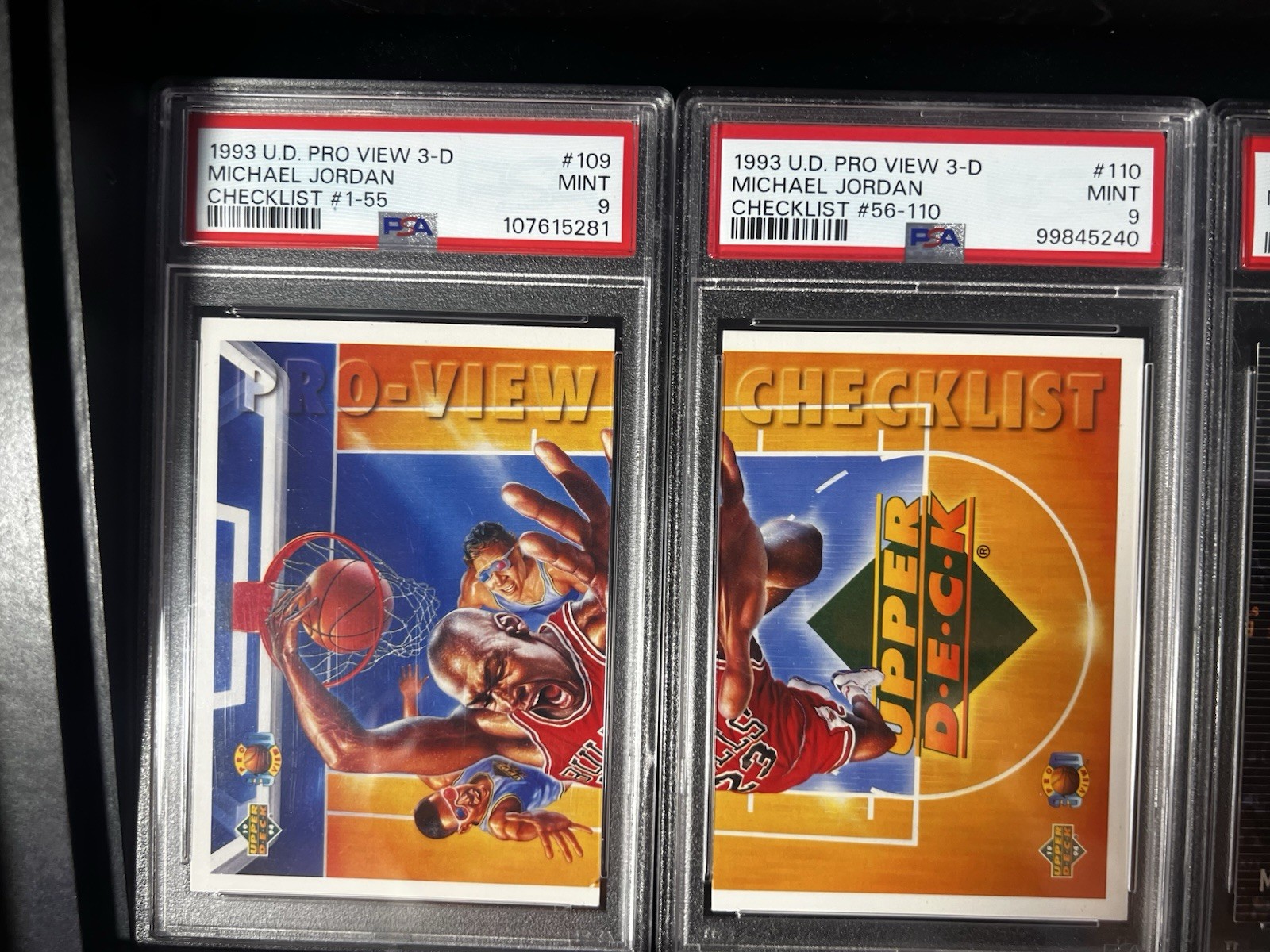 Upper Deck 1993 Pro View 3-D Michael Jordan PSA 9 Lot (2) Checklists #109-110 view 4
