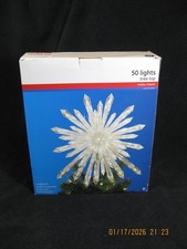 GE Crystal Tree Top Topper Xmas Star 50 Lights Holiday Classics Works BIG 13.5''