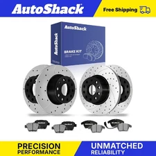 Front Rear Drilled Slotted Brake Rotors Ceramic Pads for VW Jetta Beetle