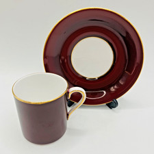 Vintage Tuscan China Burgundy Coffee Demitasse Cup Duo 1947 Backstamp - VGC